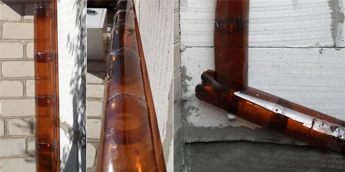 Самодельный водосток из пластиковых бутылок