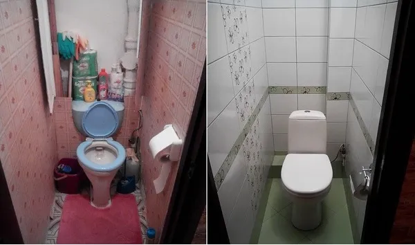 Ремонт туалета - до и после