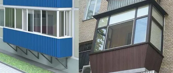 Снаружи балконы можно недорого облицевать металлическим сайдингом или трапециевидными листами.