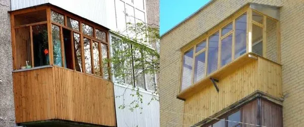 Древесина, например брус, также может использоваться для внешней обшивки балконов