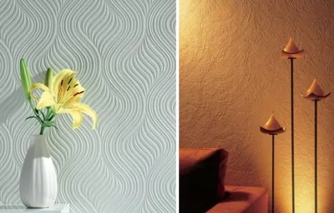 Текстурированные обои, которые, в отличие от краски, могут скрыть небольшие неровности на стене
