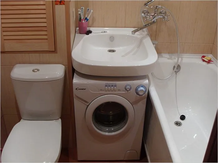 Как установить раковину над стиральной машиной: освобождаем место для ванной.