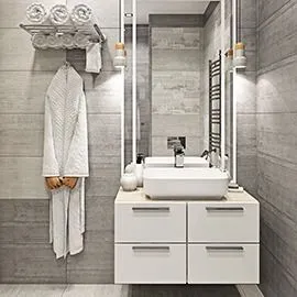 Современный ремонт ванной комнаты в стиле хай-тек в Москве