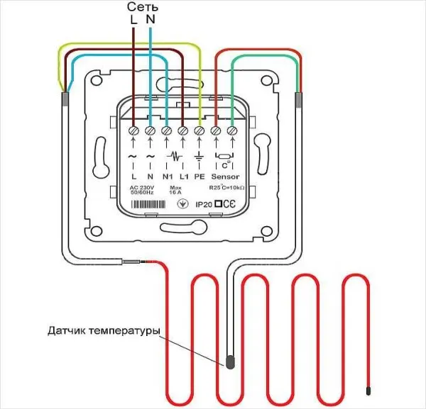 Нагревательный кабель для водопроводных труб - схема подключения термостата