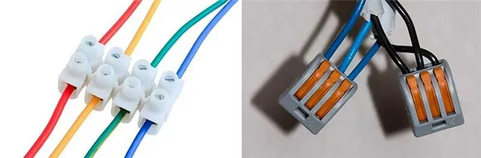 Подключение кабелей с помощью клемм