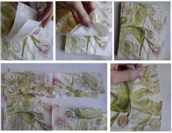 Снимите верхний слой набивных полотенец и разрежьте их вдоль на две части.