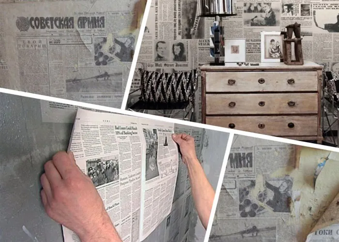 Затем, используя газеты в качестве основы, обои на стенах стали очень популярны